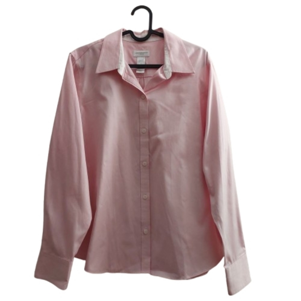 Liz Claiborne Cotton Baby Pink Long Sleeves Button Down Size 10
